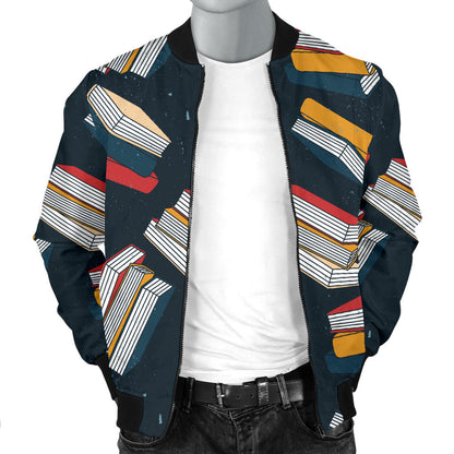 Book Pattern Print Design 07 Men Bomber Jacket