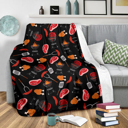 Barbecue Pattern Print Design 04 Premium Blanket