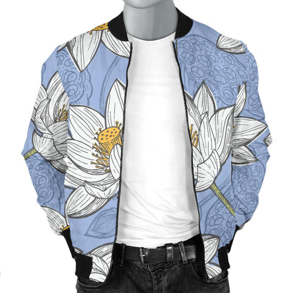 Lotus Pattern Print Design 04 Men Bomber Jacket