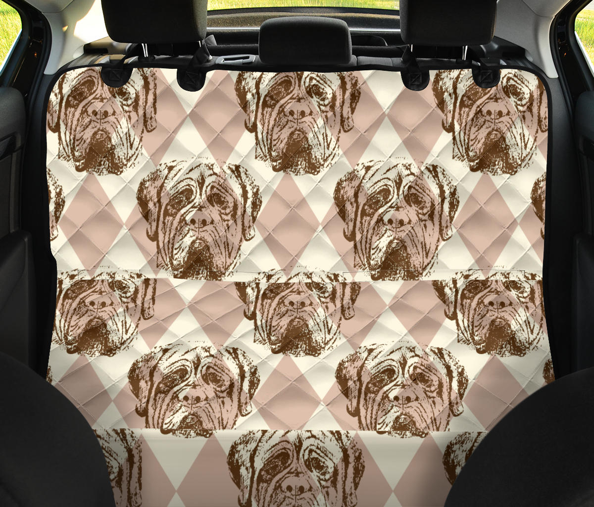 Mastiffs Pattern Print Design 01 Rear Dog Car Seat Cover Hammock