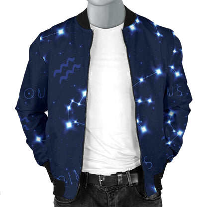 Aquarius Zodiac Pattern Print Design 02 Men Bomber Jacket