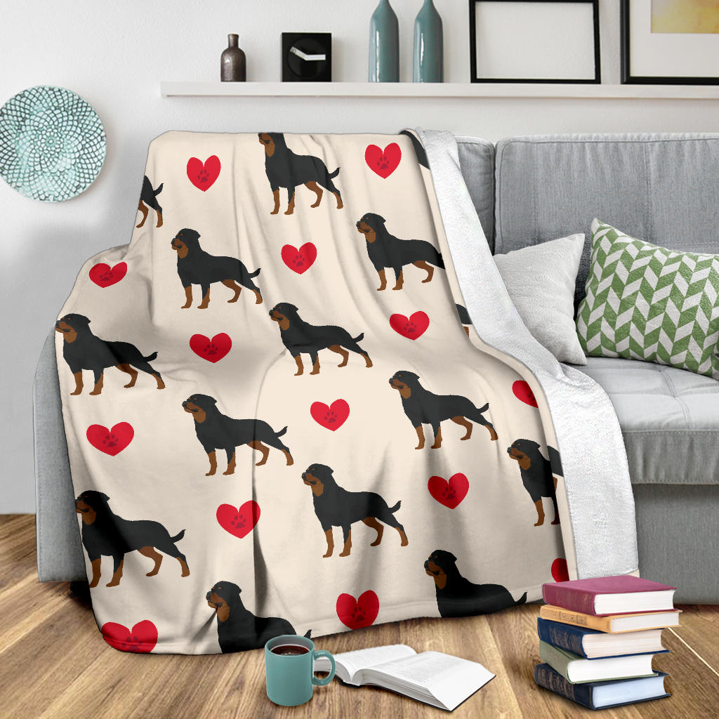 Rottweiler Pattern Print Design A02 Premium Blanket