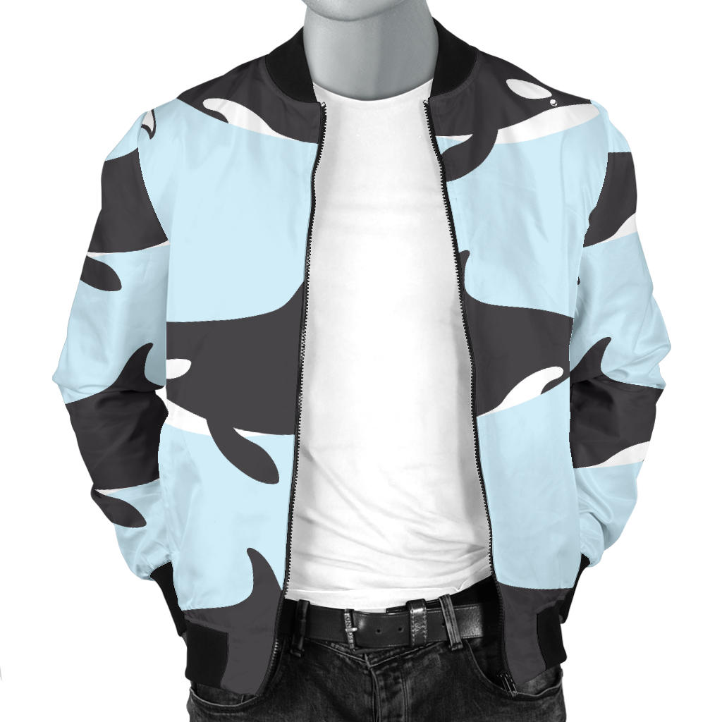 Killer Whale Pattern Print Design 01 Men Bomber Jacket