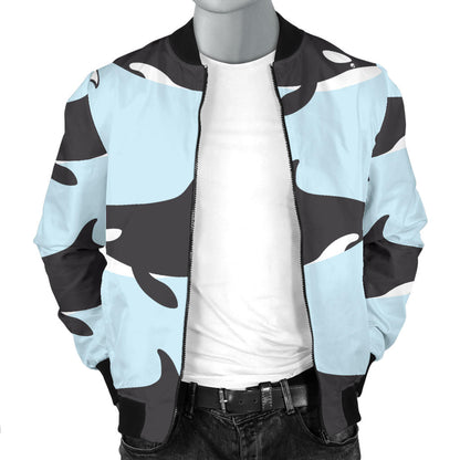Killer Whale Pattern Print Design 01 Men Bomber Jacket