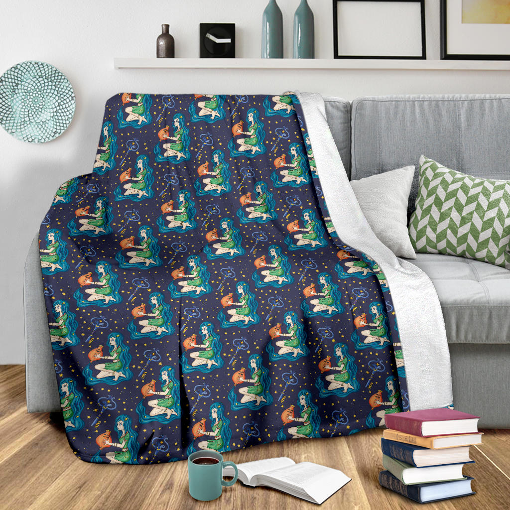 Aquarius Zodiac Pattern Print Design 03 Premium Blanket