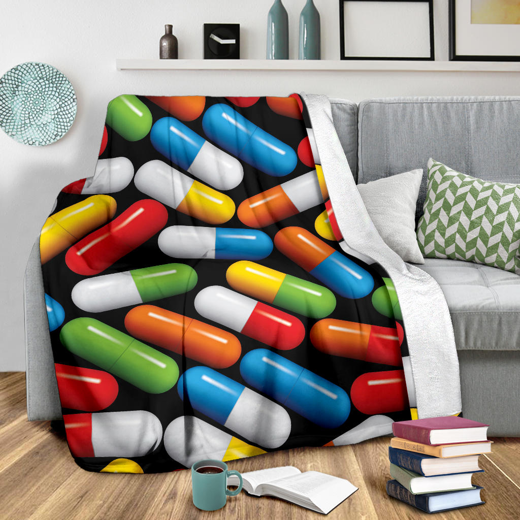 Pill Pattern Print Design A02 Premium Blanket