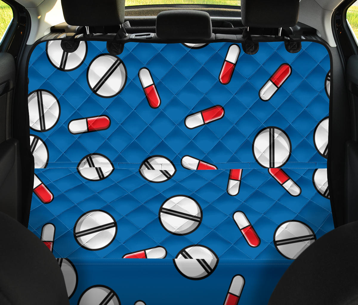 Pill Pattern Print Design A05 Rear Dog Car Seat Cover Hammock