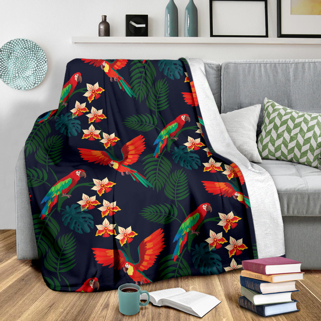 Macaw Pattern Print Design 02 Premium Blanket
