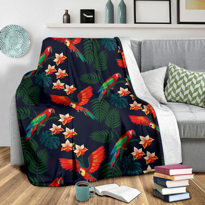Macaw Pattern Print Design 02 Premium Blanket
