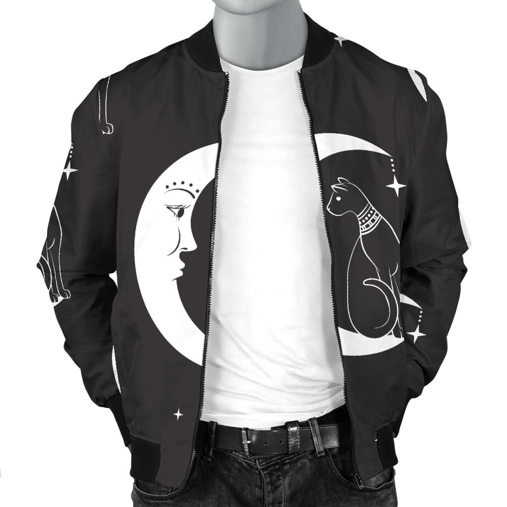 Moon with Cat Pattern Print Design 04 Men Bomber Jacket
