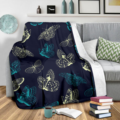 Monarch Butterfly Pattern Print Design 01 Premium Blanket