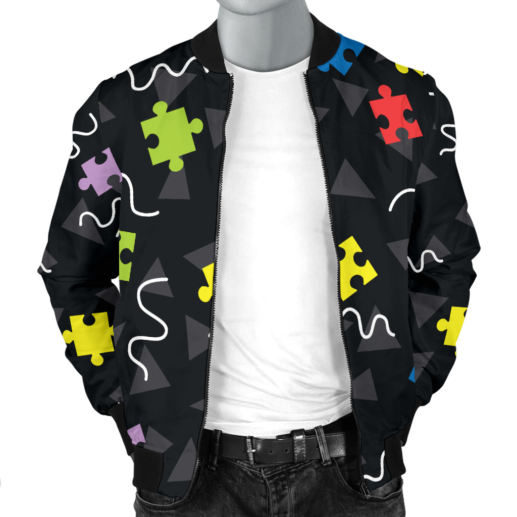 Autism Awareness Pattern Print Design 01 Men Bomber Jacket