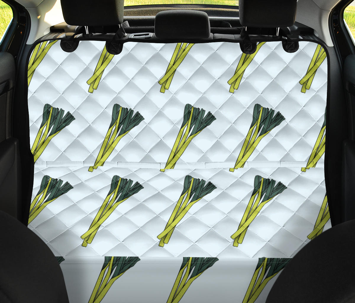 Leek Pattern Print Design 03 Rear Dog Car Seat Cover Hammock