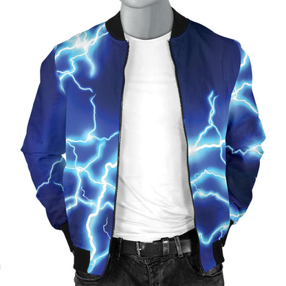 Lightning Thunder Pattern Print Design 04 Men Bomber Jacket