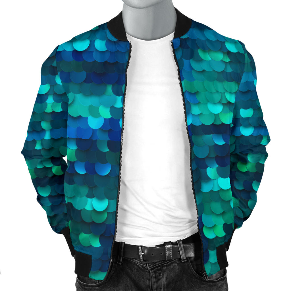 Mermaid Scales Pattern Print Design 06 Men Bomber Jacket