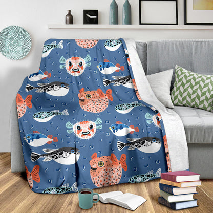 Fugu Pattern Print Design 02 Premium Blanket