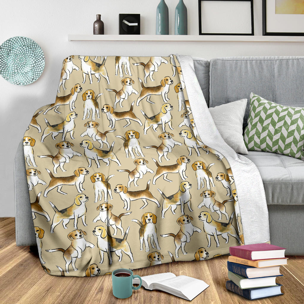 Beagle Pattern Print Design 04 Premium Blanket