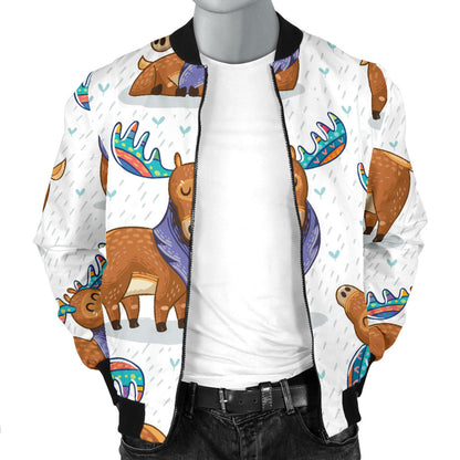 Moose Cute Pattern Print Design 01 Men Bomber Jacket