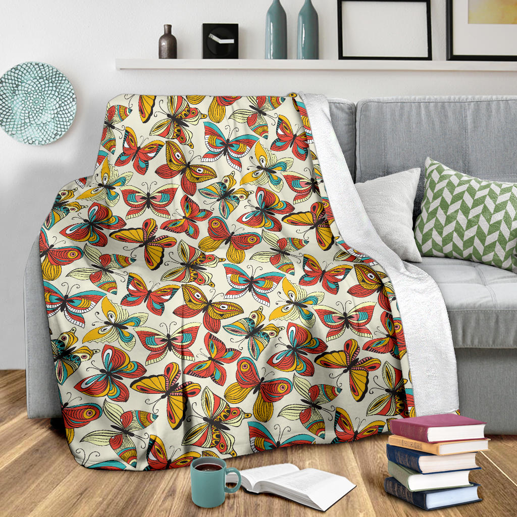 Butterfly Pattern Print Design 02 Premium Blanket