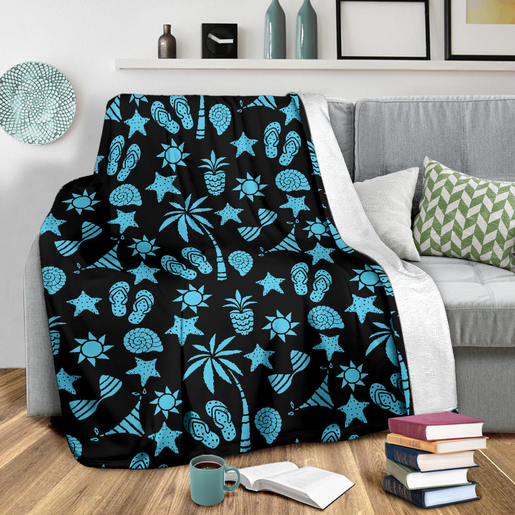 Beach Scene Pattern Print Design 03 Premium Blanket
