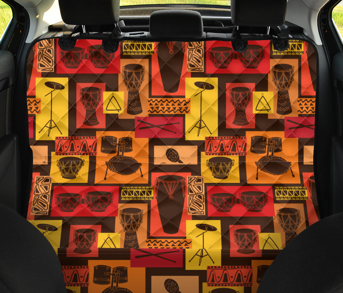 Percussion Pattern Print Design 02 Rear Dog Car Seat Cover Hammock