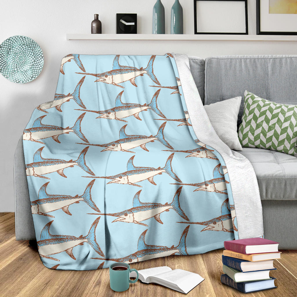 Swordfish Pattern Print Design 01 Premium Blanket