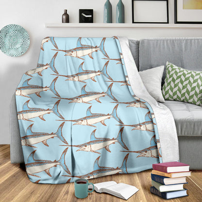 Swordfish Pattern Print Design 01 Premium Blanket