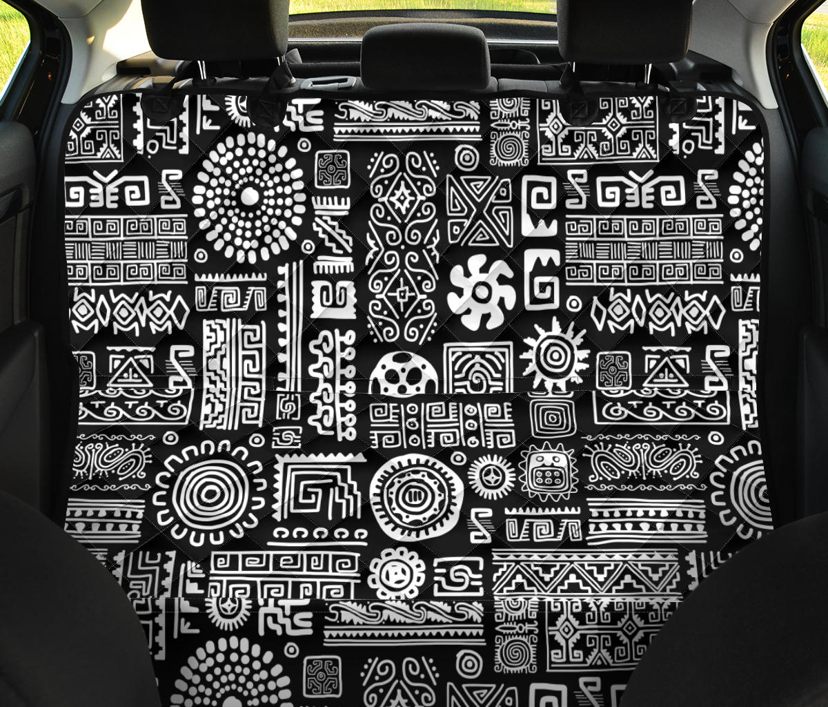 Polynesian Pattern Print Design A02 Rear Dog Car Seat Cover Hammock