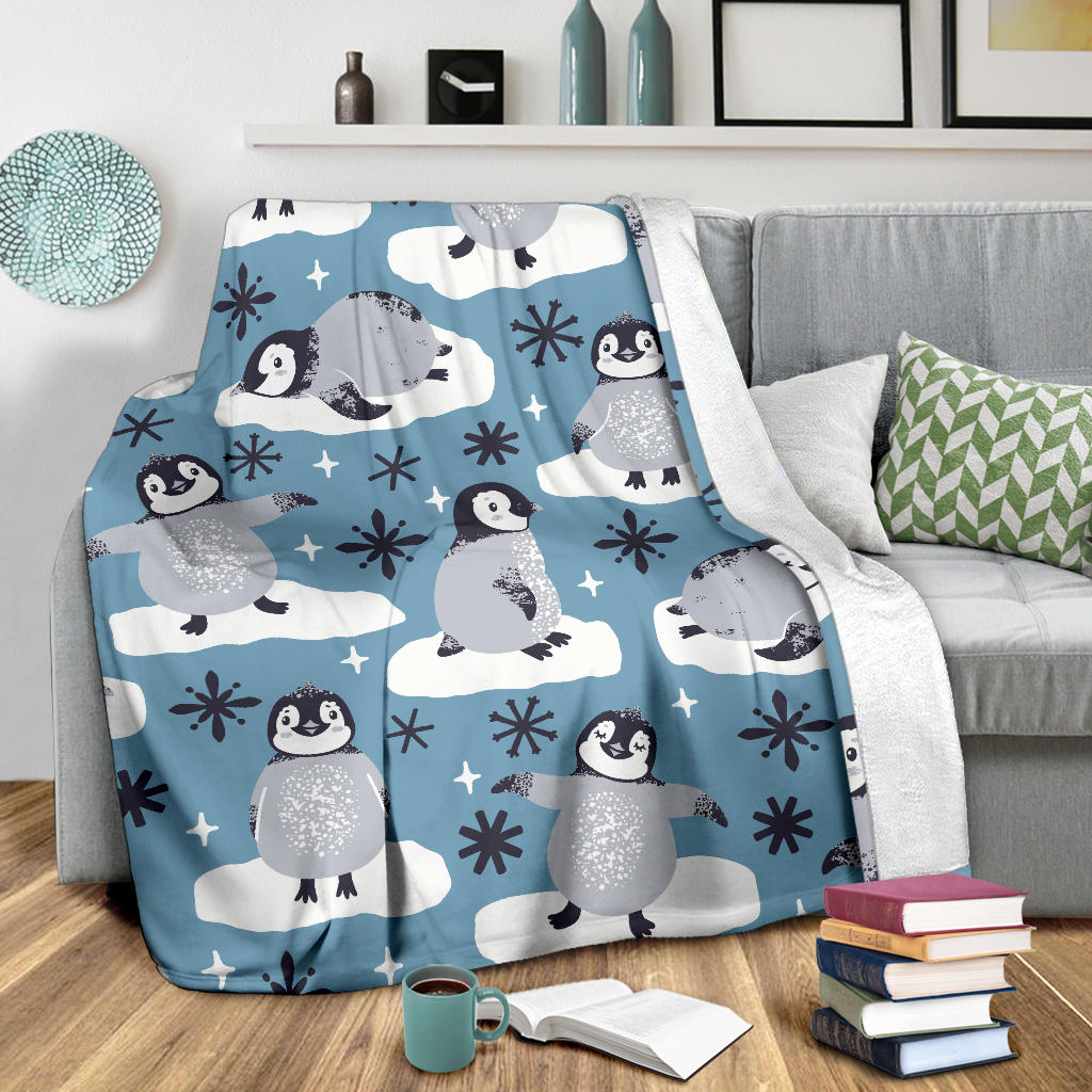 Penguin Pattern Print Design A05 Premium Blanket