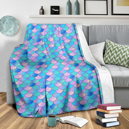Mermaid Scales Pastel Pattern Print Design 07 Premium Blanket