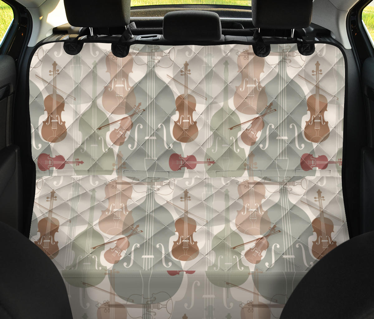 Violin Pattern Print Design 01 Rear Dog Car Seat Cover Hammock
