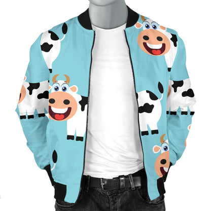 Cattle Cute Pattern Print Design 01 Men Bomber Jacket