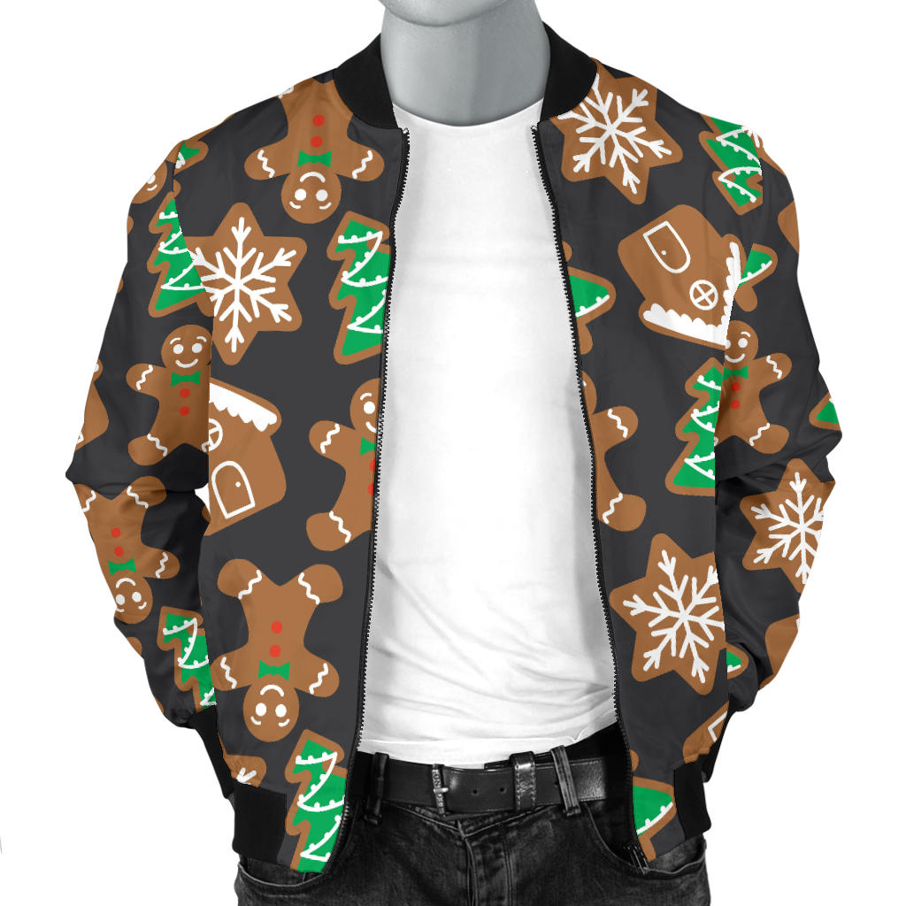 Gingerbread Pattern Print Design 02 Men Bomber Jacket