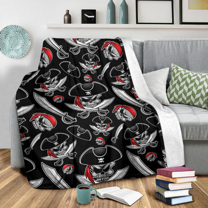 Pirate Pattern Print Design A05 Premium Blanket
