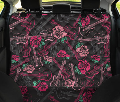Bass Guitar Pink Rose Pattern Print Design 01 Rear Dog Car Seat Cover Hammock