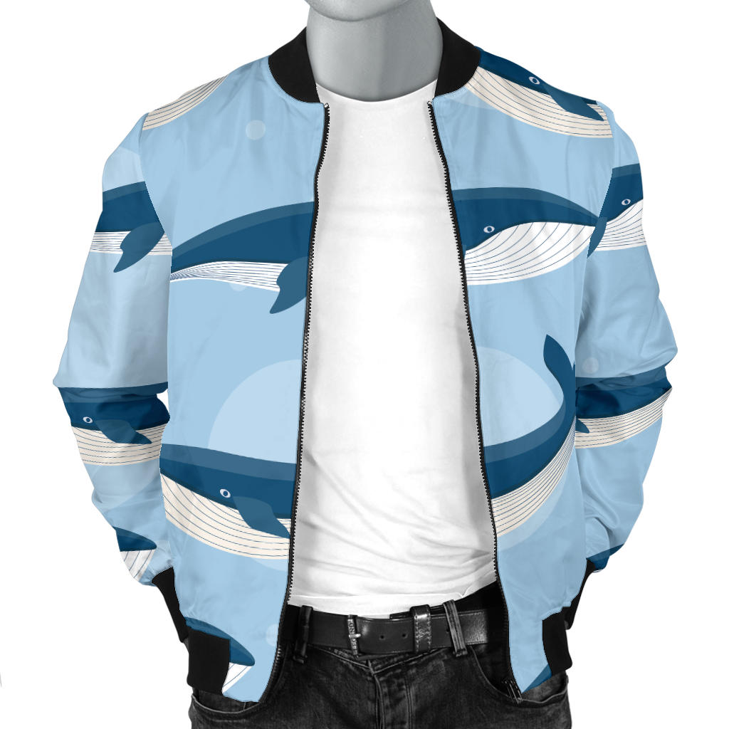 Blue Whale Pattern Print Design 02 Men Bomber Jacket