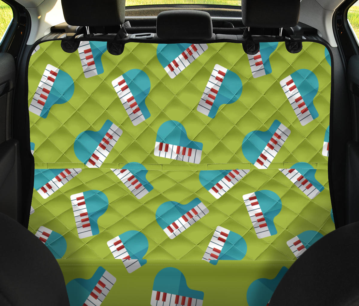 Piano Pattern Print Design 03 Rear Dog Car Seat Cover Hammock