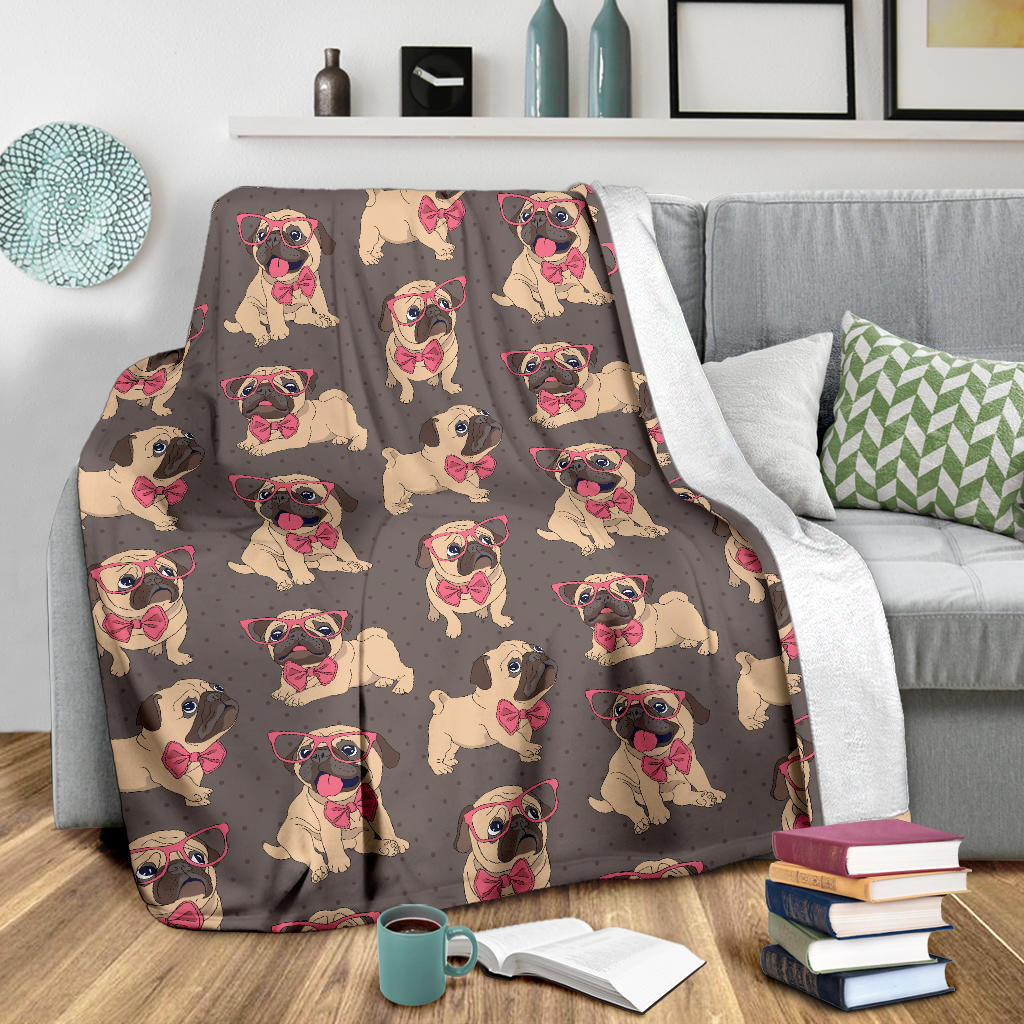 Pug Pattern Print Design A05 Premium Blanket