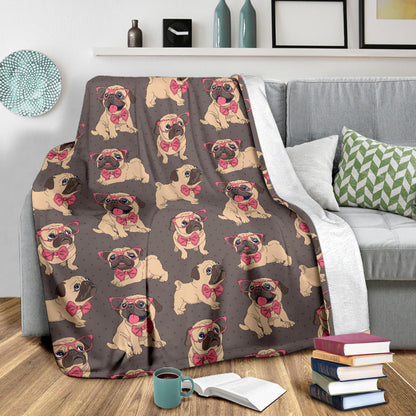 Pug Pattern Print Design A05 Premium Blanket
