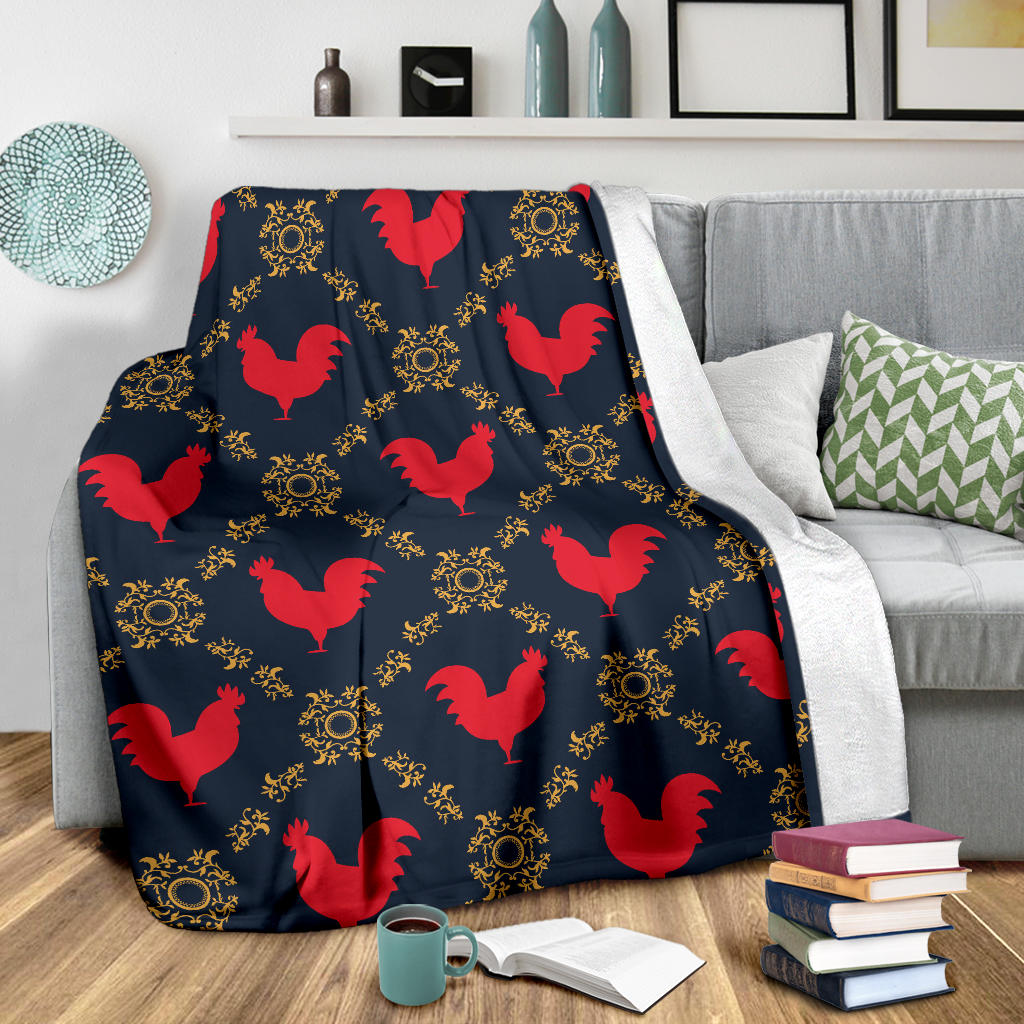 Rooster Pattern Print Design A02 Premium Blanket