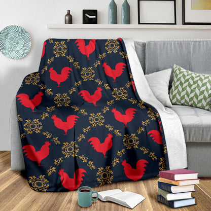 Rooster Pattern Print Design A02 Premium Blanket