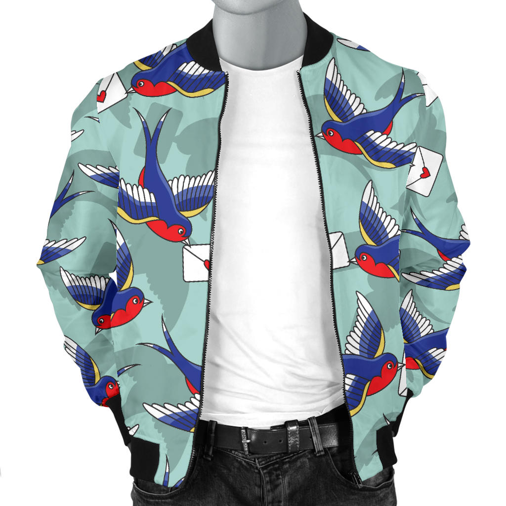 Swallow Bird Pattern Print Design 02 Men Bomber Jacket