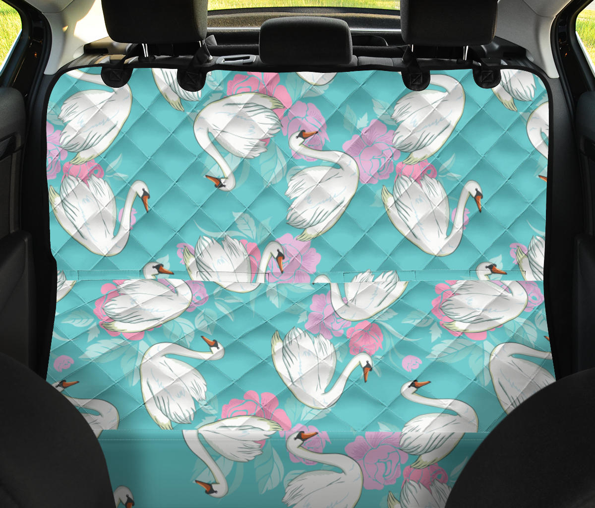 Swan Pattern Print Design 03 Rear Dog Car Seat Cover Hammock