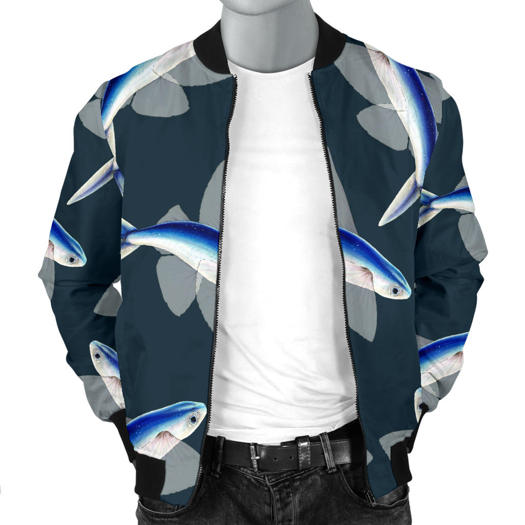 Flying Fish Pattern Print Design 04 Men Bomber Jacket