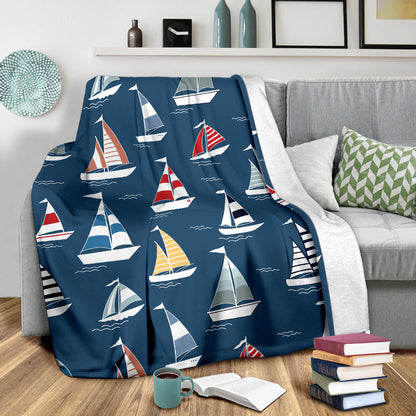 Sailing Ships Pattern Print Design A04 Premium Blanket