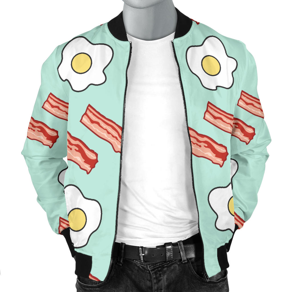 Bacon Sausage Pattern Print Design 01 Men Bomber Jacket