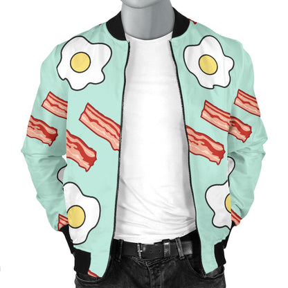 Bacon Sausage Pattern Print Design 01 Men Bomber Jacket