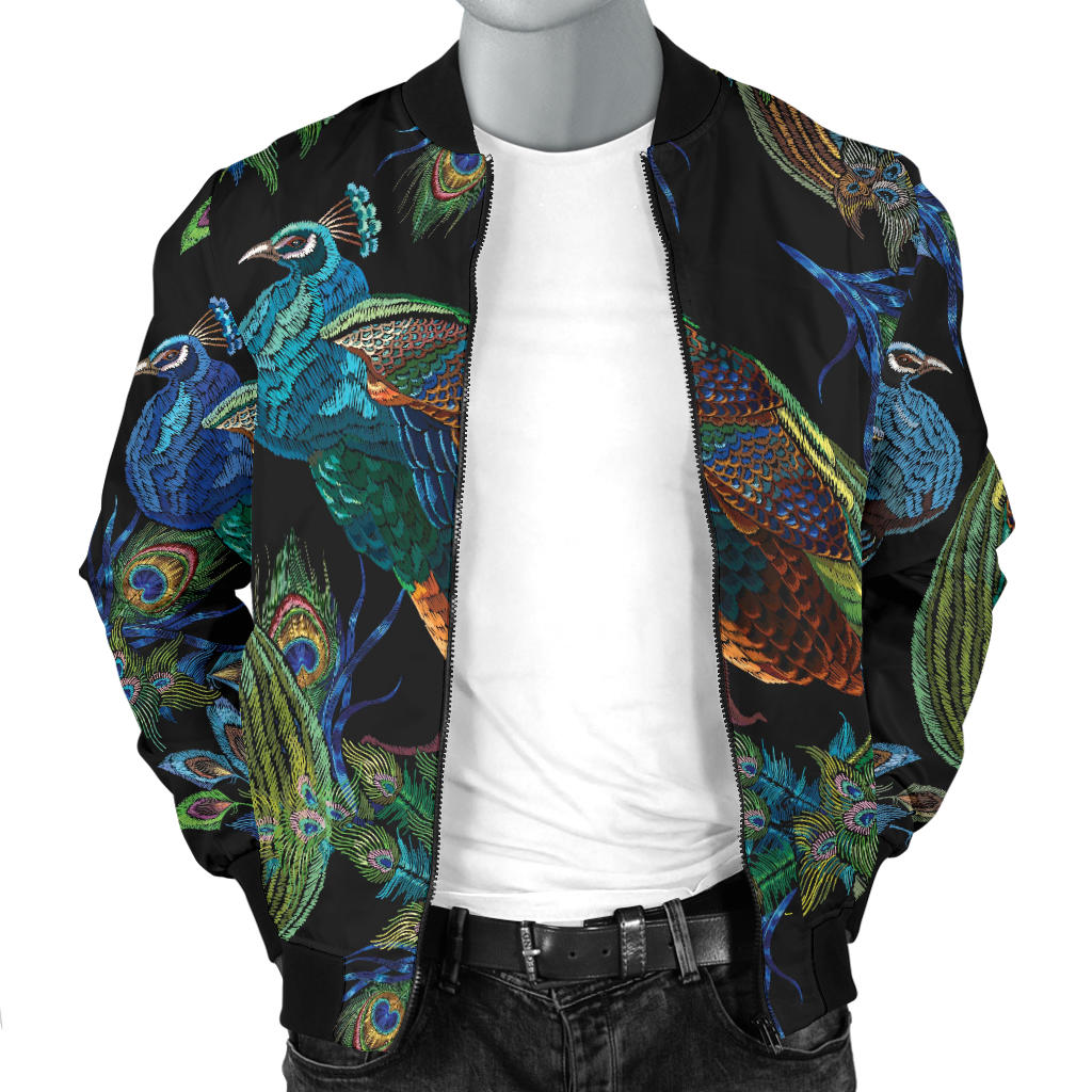 Peacock Pattern Print Design A04 Men Bomber Jacket