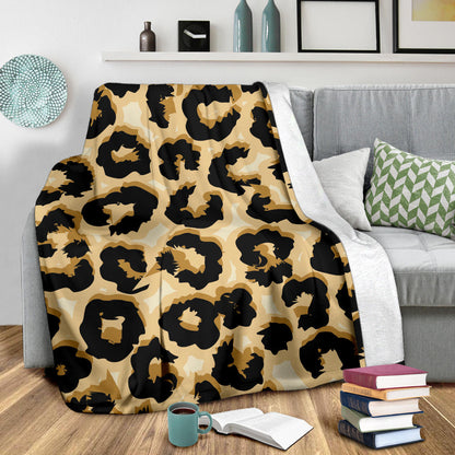 Jaguar Skin Pattern Print Design 02 Premium Blanket