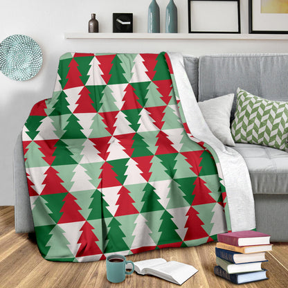 Christmas Tree Pattern Print Design 01 Premium Blanket